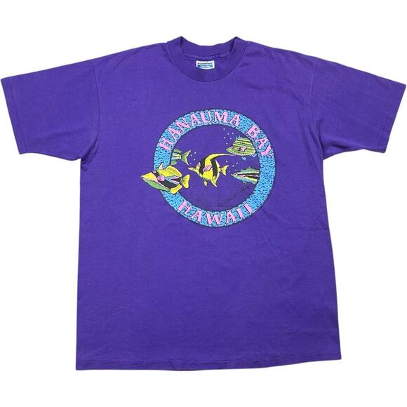 Hanauma Bay Hawaii Vintage 80’s Fish Graphic T-shirt - Picture 2 of 4